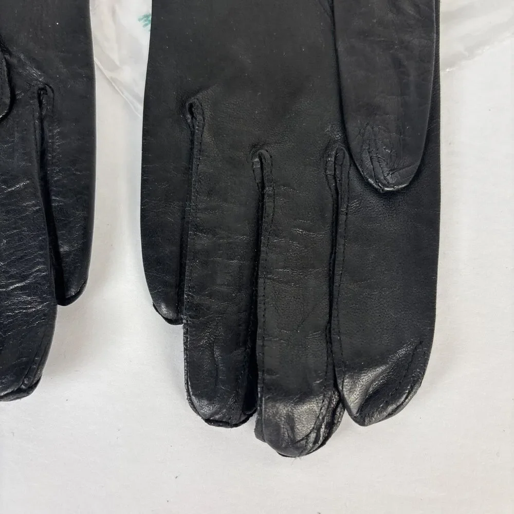 Duchess Leather Gloves Size 7 Black Made in Italy Wrist Length